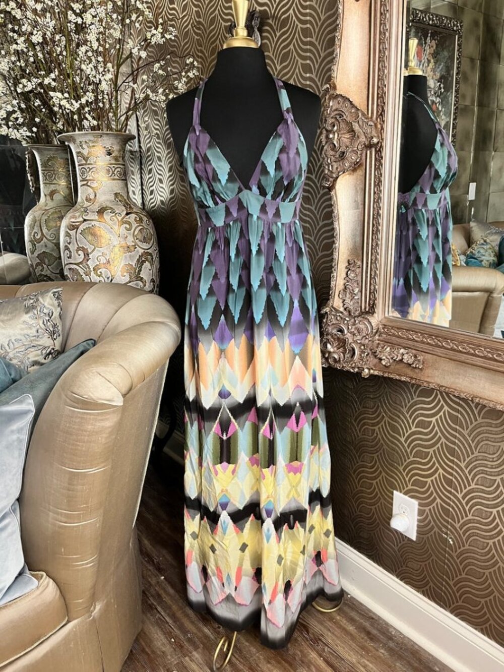 Alice & Trixie geometric abstract pattern colorful shades dress